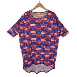 LuLaRoe Irma American Flag Americana Tunic T-Shirt Size Medium